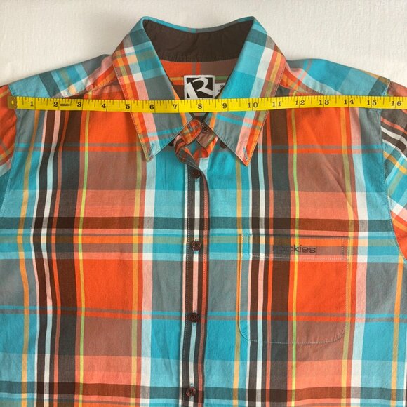 Rockies Orange and Blue Plaid Button-Up Shirt - Size M - Picture 3 of 13